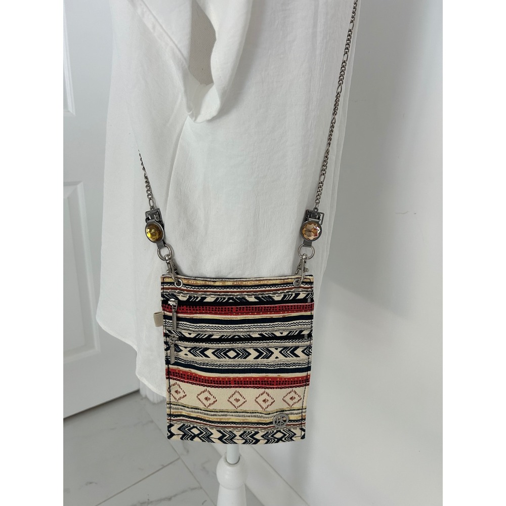 Hip Klips Tribal Crossbody Passport Bag Crystal Chain Strap Southwestern Pouch
